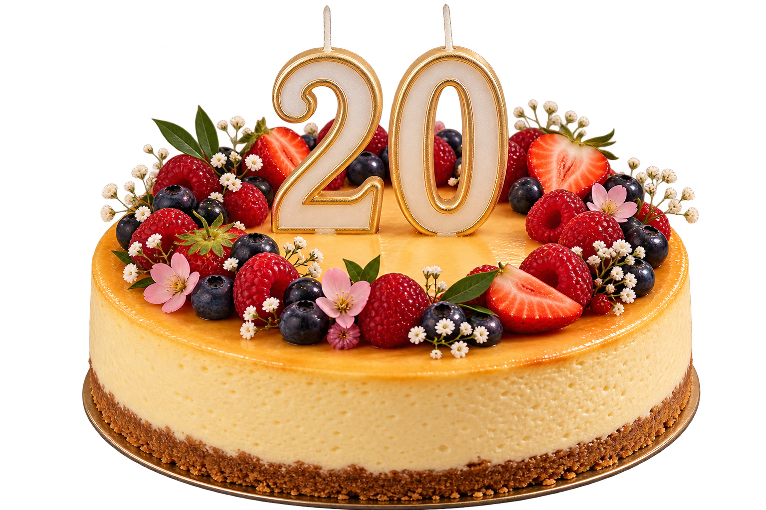 Round 20th Birthday Cheesecake